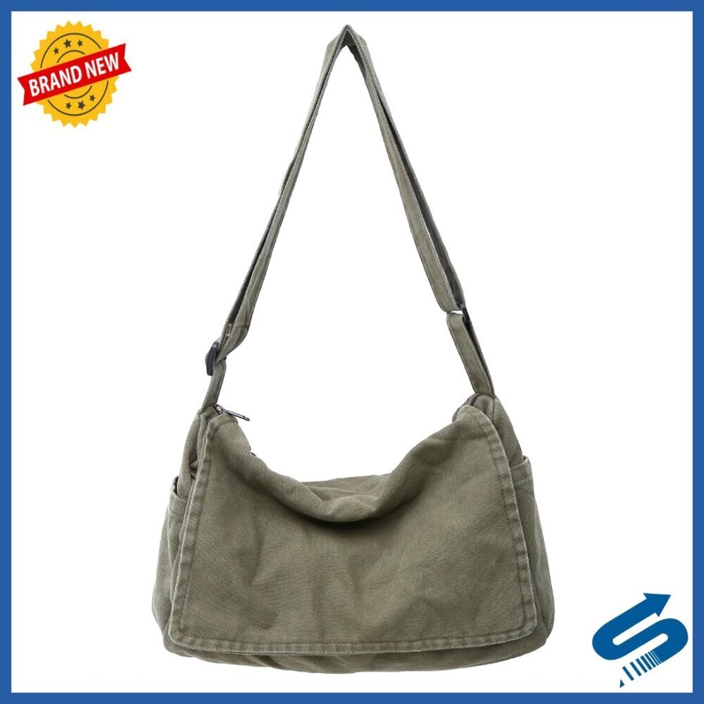 Canvas Messenger Bag Vintage Functional Crossbody Satchel Casual Sling Bag